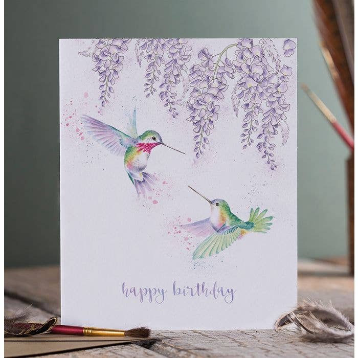 Wrendale Designs - Wisteria Wishes - Birthday Hummingbird Card