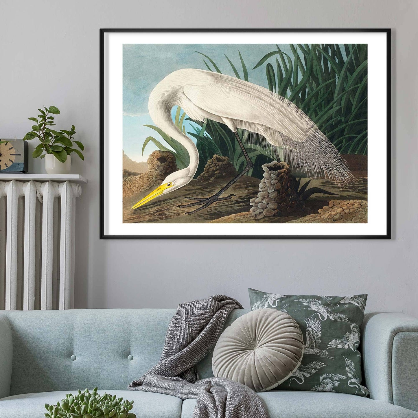 Ink & Drop - White Heron vintage print: 11 ¾ x 15 ¾ in | 30x40 cm / Matte