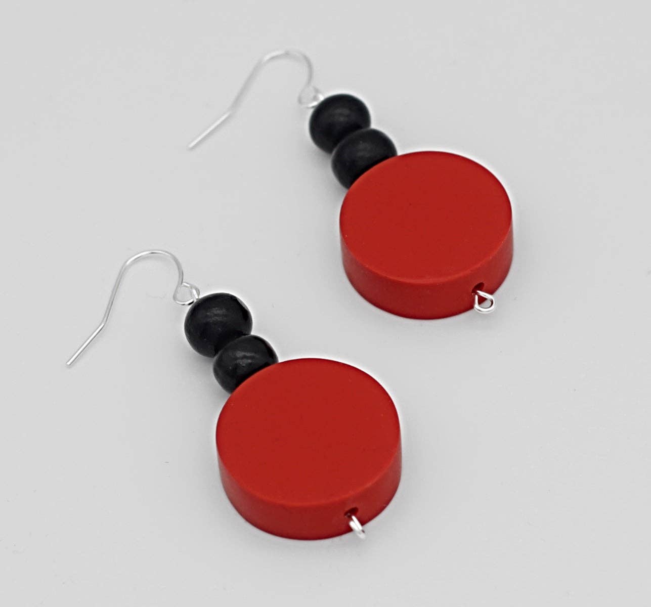 Sylca Designs - Red Round Emery Dangle Earring