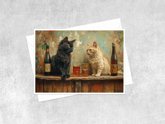 Salty Alyce - Kittens   Drinking Party  Blank Card 63AS