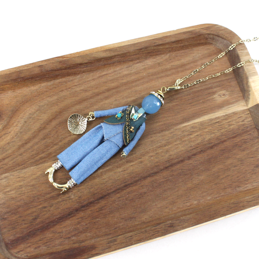 Pretty Persuasions - N26102 Stone Adorned French Doll Stainless Steel Necklace: 03 DNM/GD