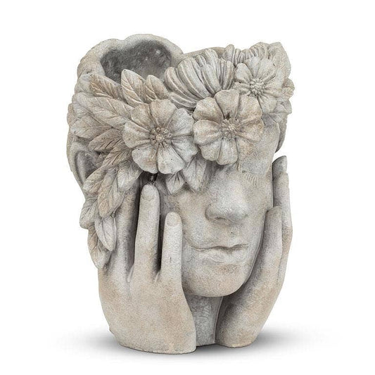 Abbott - Woman w/Flower Halo Planter-9.5"H