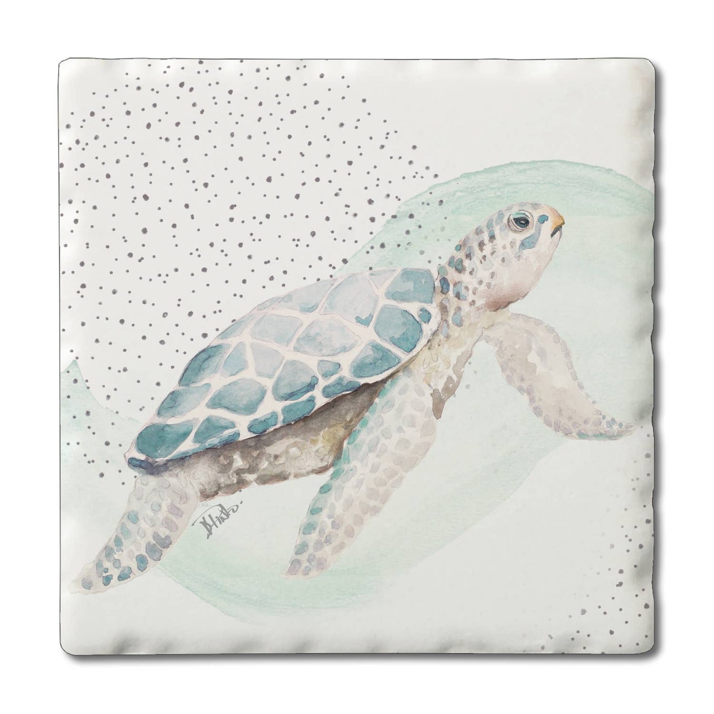 CounterArt/Highland Home/Thirstystone - "Sea Turtle" Single Absorbent Stone Tumbled Tile Coaster