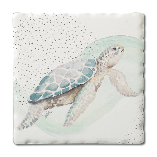 CounterArt/Highland Home/Thirstystone - "Sea Turtle" Single Absorbent Stone Tumbled Tile Coaster