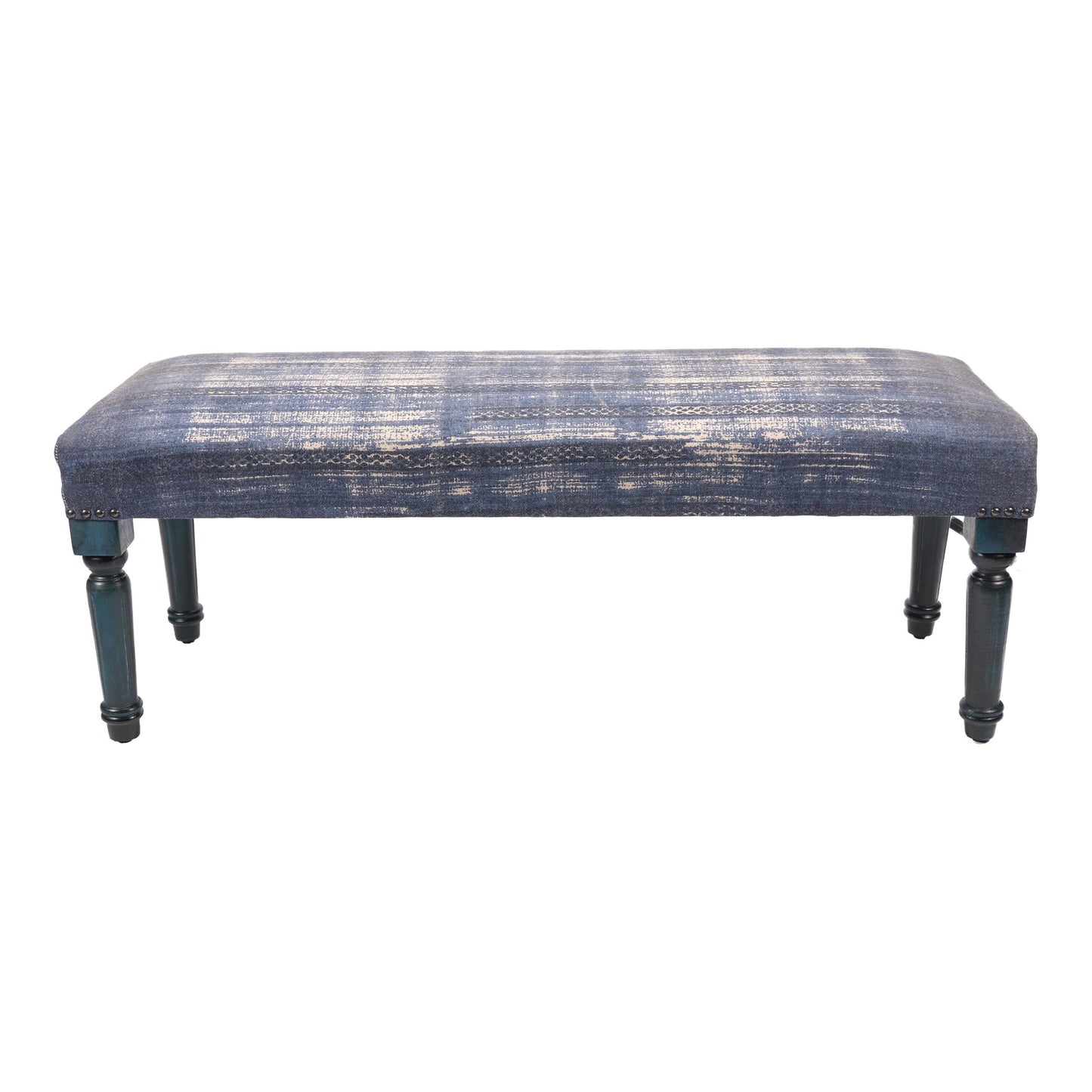 LR Home - Antique Blue Simple Living Indoor Bench: Blue