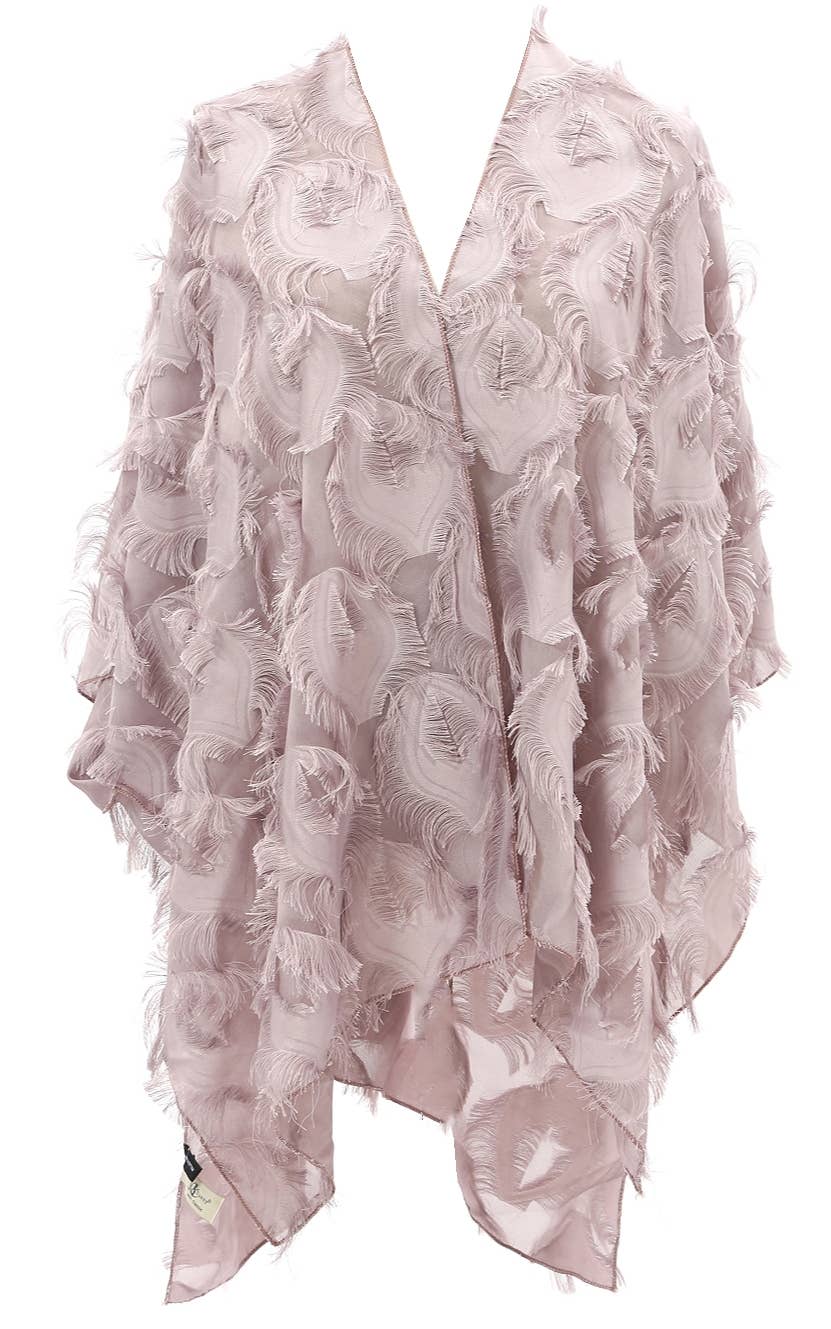 JC Sunny Fashion - Fringe Feather Detailed Lightweight Eyelash Kimono 11 colors: Aqua