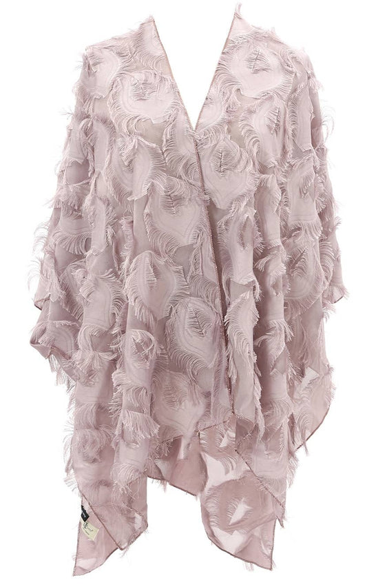 JC Sunny Fashion - Fringe Feather Detailed Lightweight Eyelash Kimono 11 colors: Purple