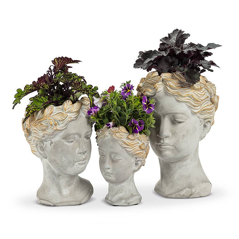 Abbott - Small Woman Head Planter-8.5"H