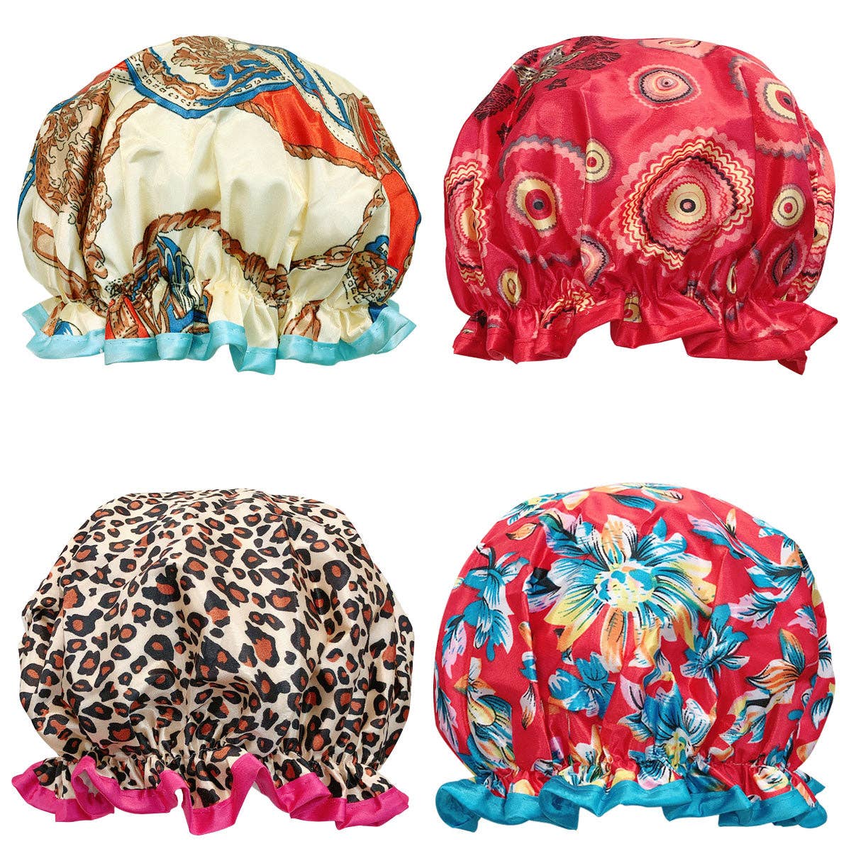 Wrapables.com - Wrapables  Double Layer Waterproof Shower Caps (Set of 4): Majestic Floral