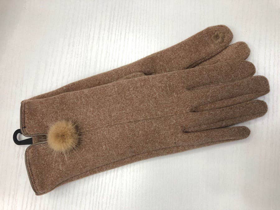 Pretty Persuasions - A20028 Gloves with Mini Pom Pom: 06 D Charcoal