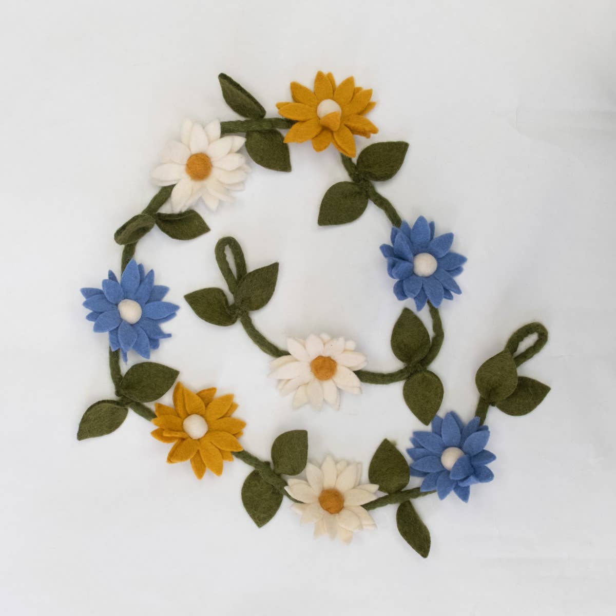 The Winding Road - Garland - Flowers - Blue, White and Yellow - Wall Decor