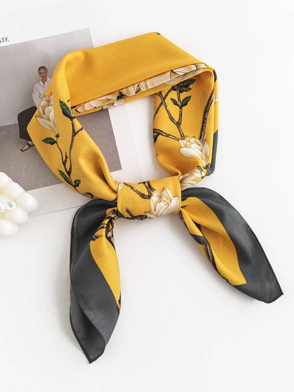 UZ Wholesale Store - Flower Print Scarf: BLACK / One_size