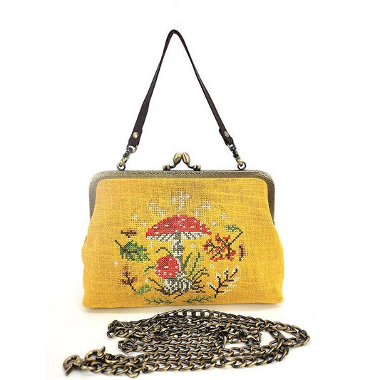 COMECO INC - Moon Phases Mushroom Kisslock Bag: Yellow