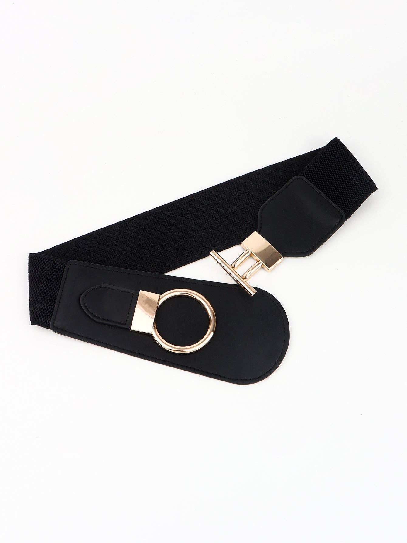 Kustom Kreations Goods - PU Elastic Wide Belt with Alloy Buckle: Black / One Size