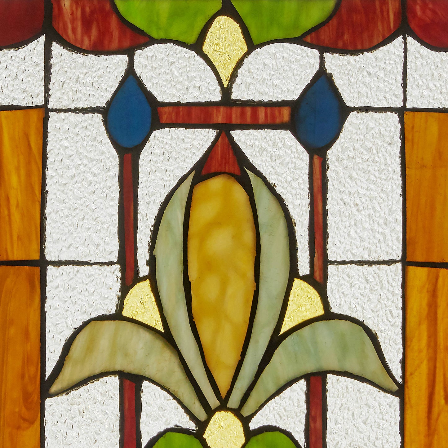 River of Goods - 24"H Fleur de Lis Pub Stained Glass Window Panel