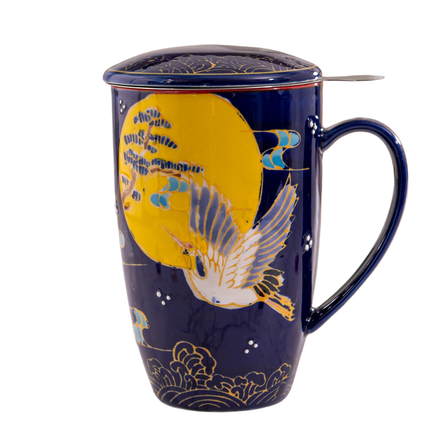 Urban Tokyo - Japanese Crane Design 15oz Tea Mugs with Lid and Infuser