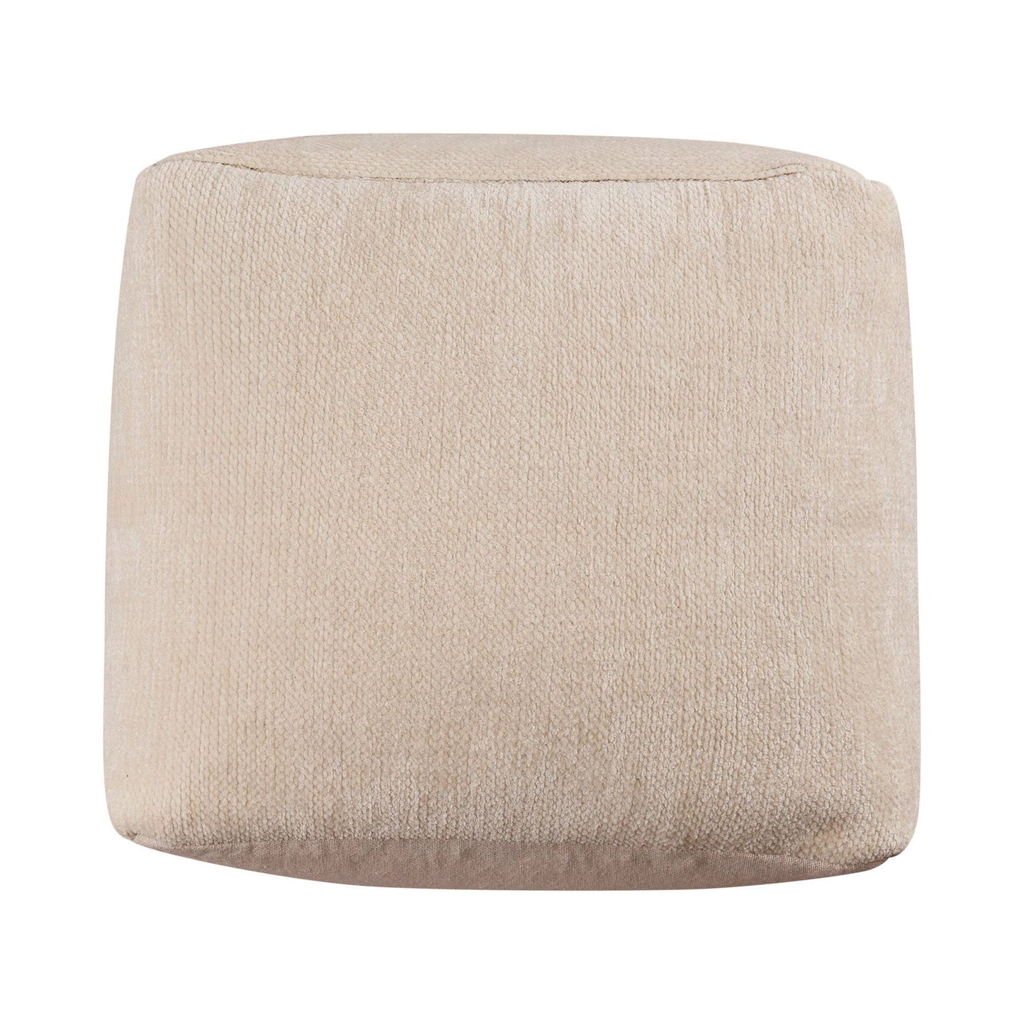 LR Home - Yaar Transitional Solid Chenille Indoor Pouf: Navy