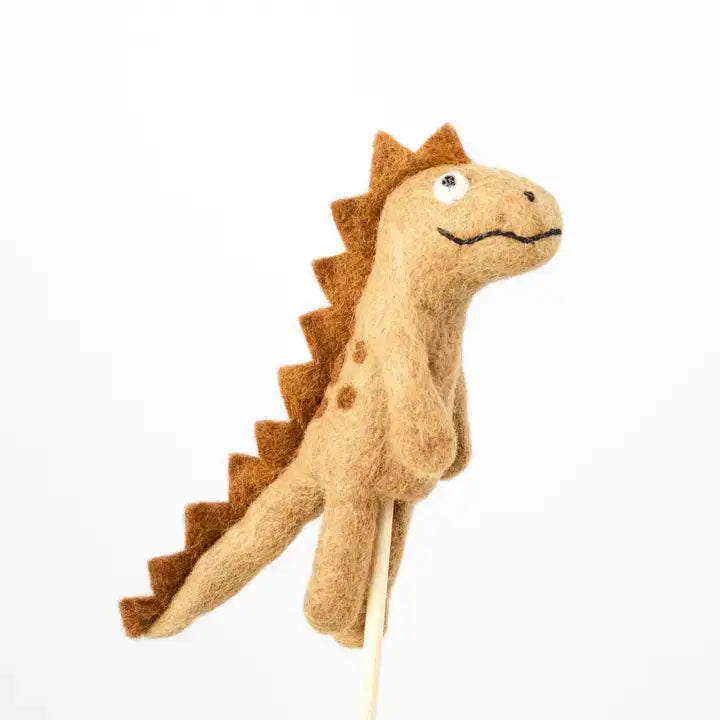 The Winding Road - Finger Puppets - Dinosaur - Brown, Gray and Green