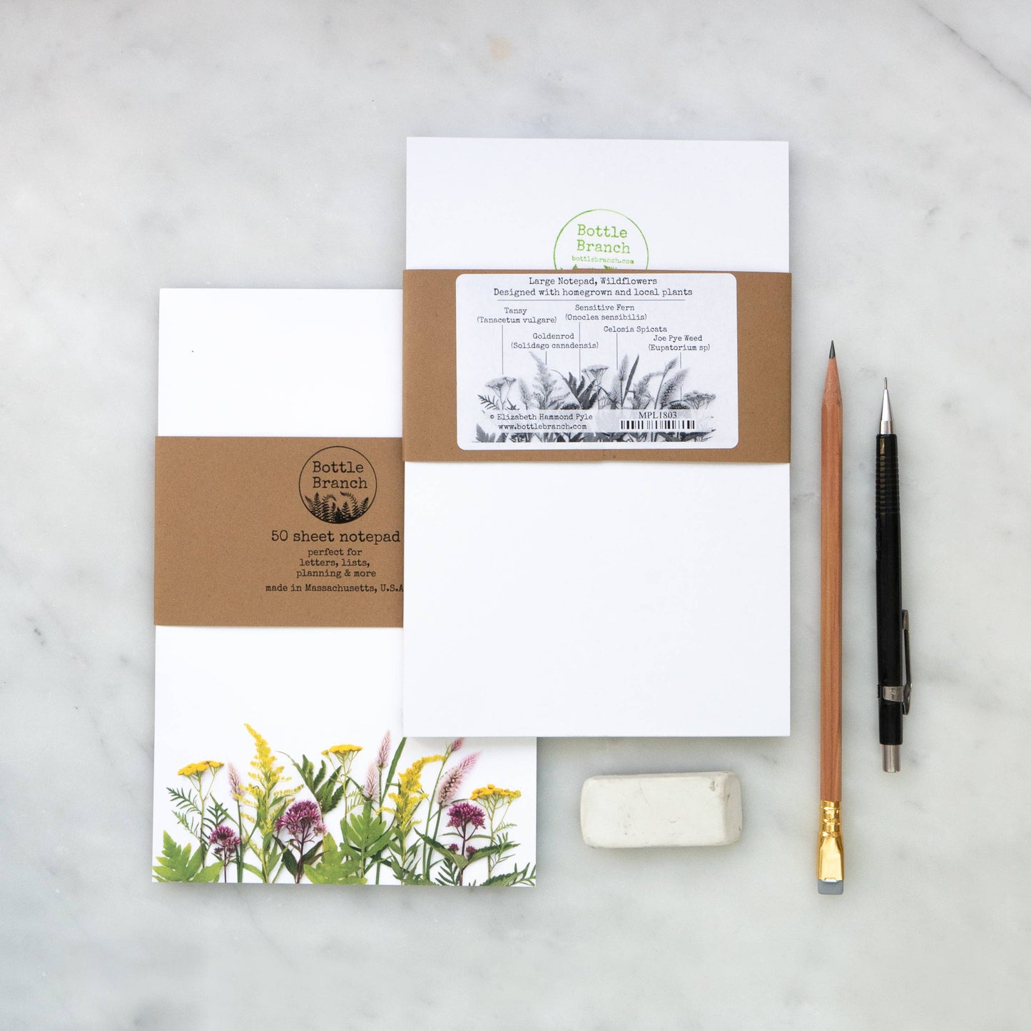 Bottle Branch - Large Notepad, Wildflowers