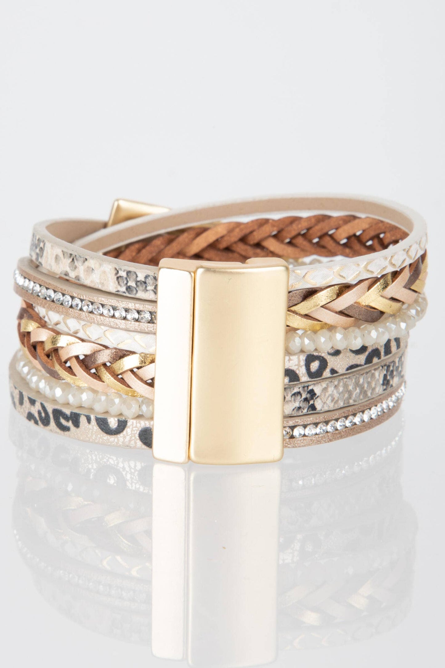 SAACHI - Patterned Leather Buckle Bracelet
