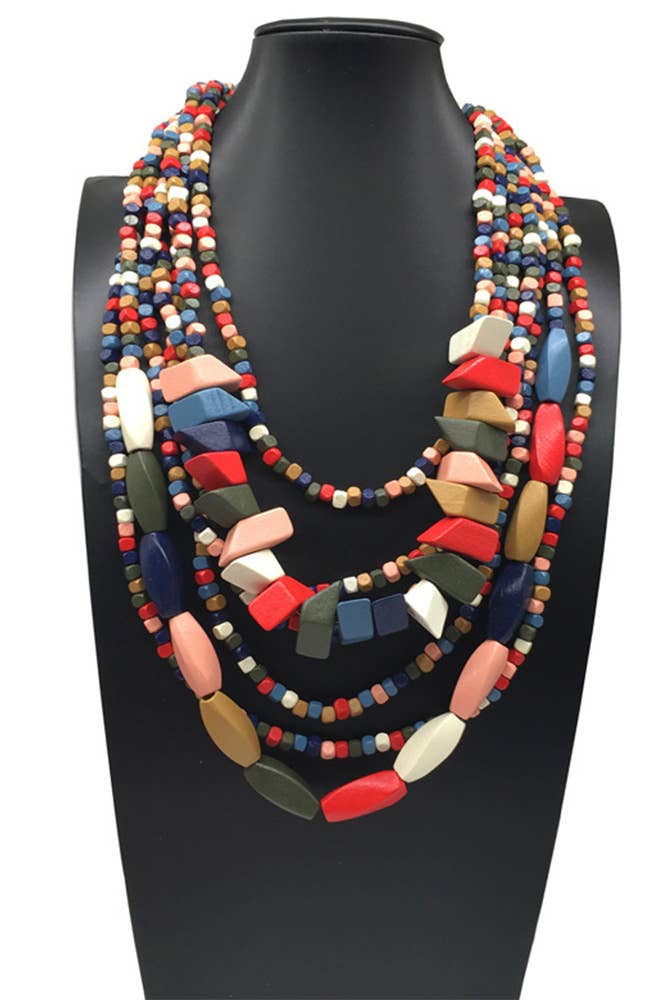 UNISHE - Colorful Wooden Necklace ZK1456: 09 / One Size