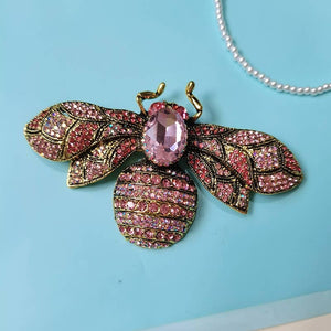 PEACH ACCESSORIES - 1554 crystal Bee brooch: Green