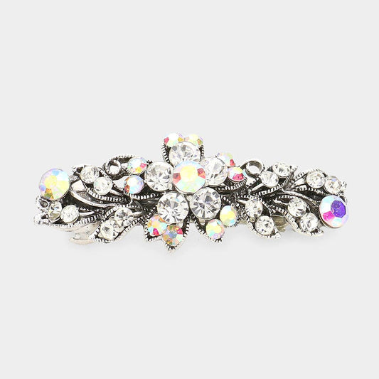 Sensibling Corp. - Stone Embellished Flower Accented Barrette
: Clear