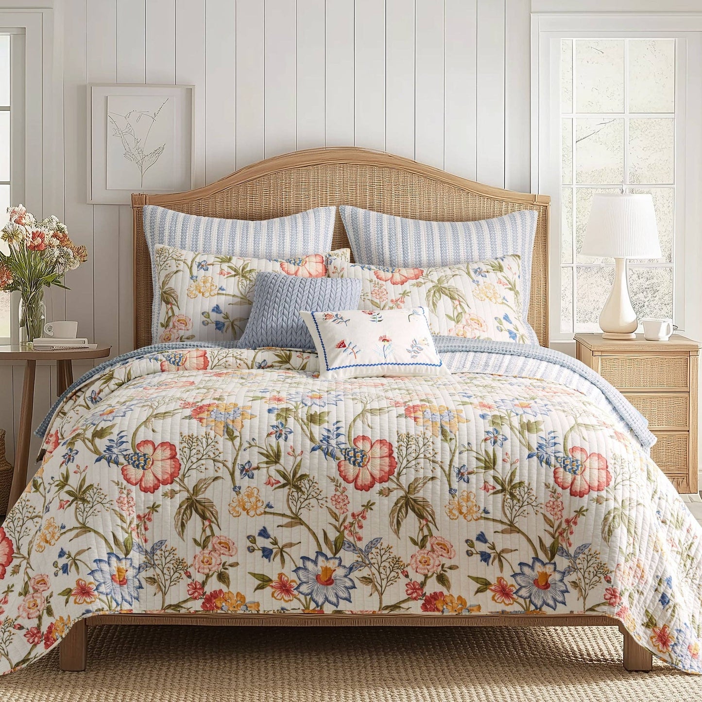 Levtex Home - Maileen Quilt Set: Neutral Blue / King/Cal King