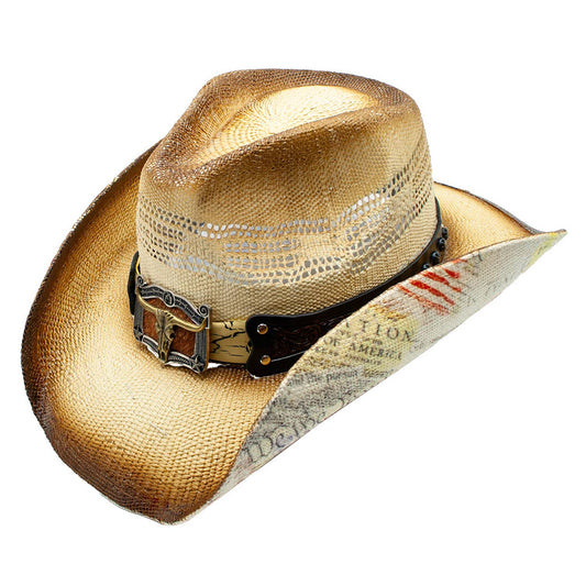 Peter Grimm - Ramos Toyo Straw 3.5 Inch Brim Band Cowboy Drifter Hat