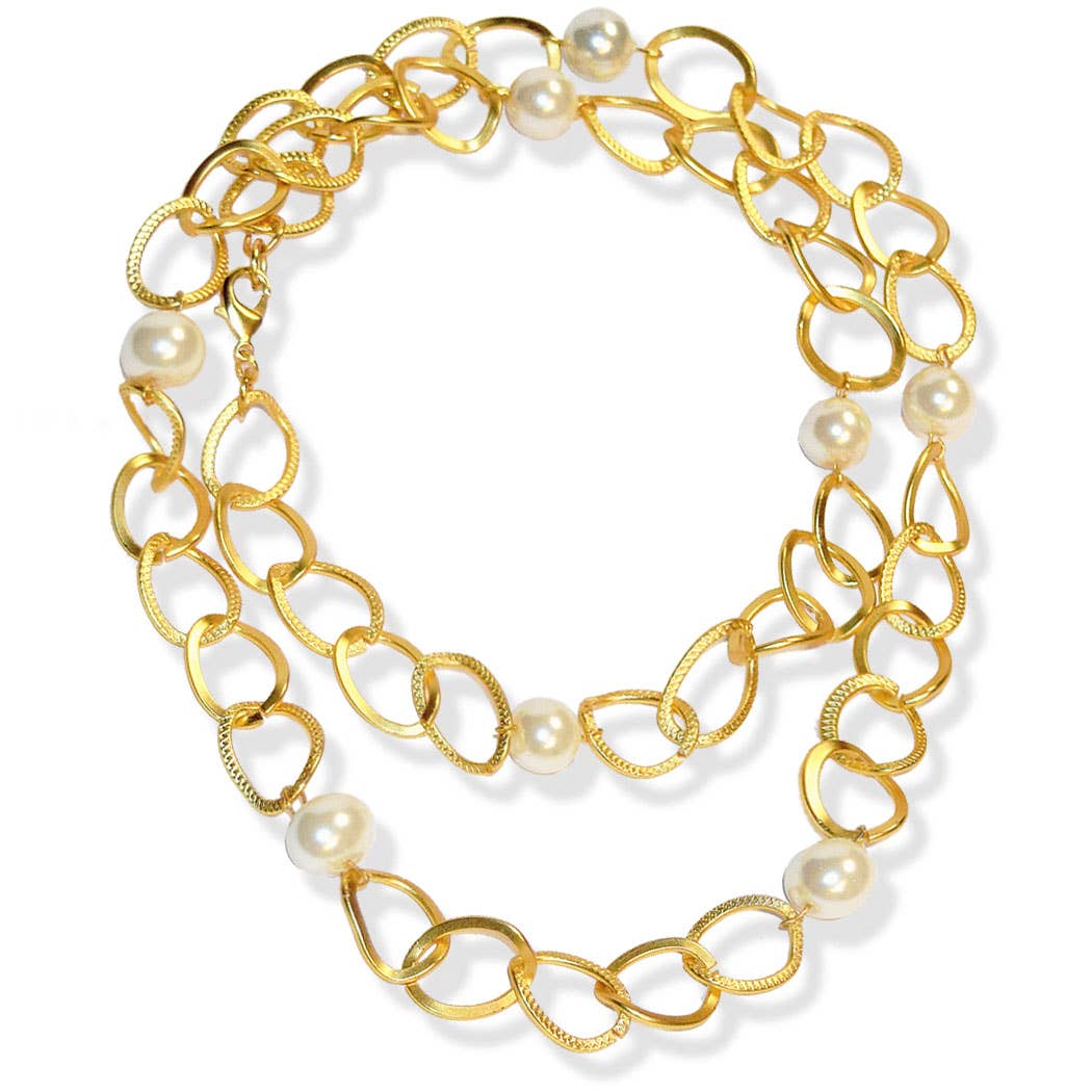 KARINE SULTAN - Pearl station necklace: Gold