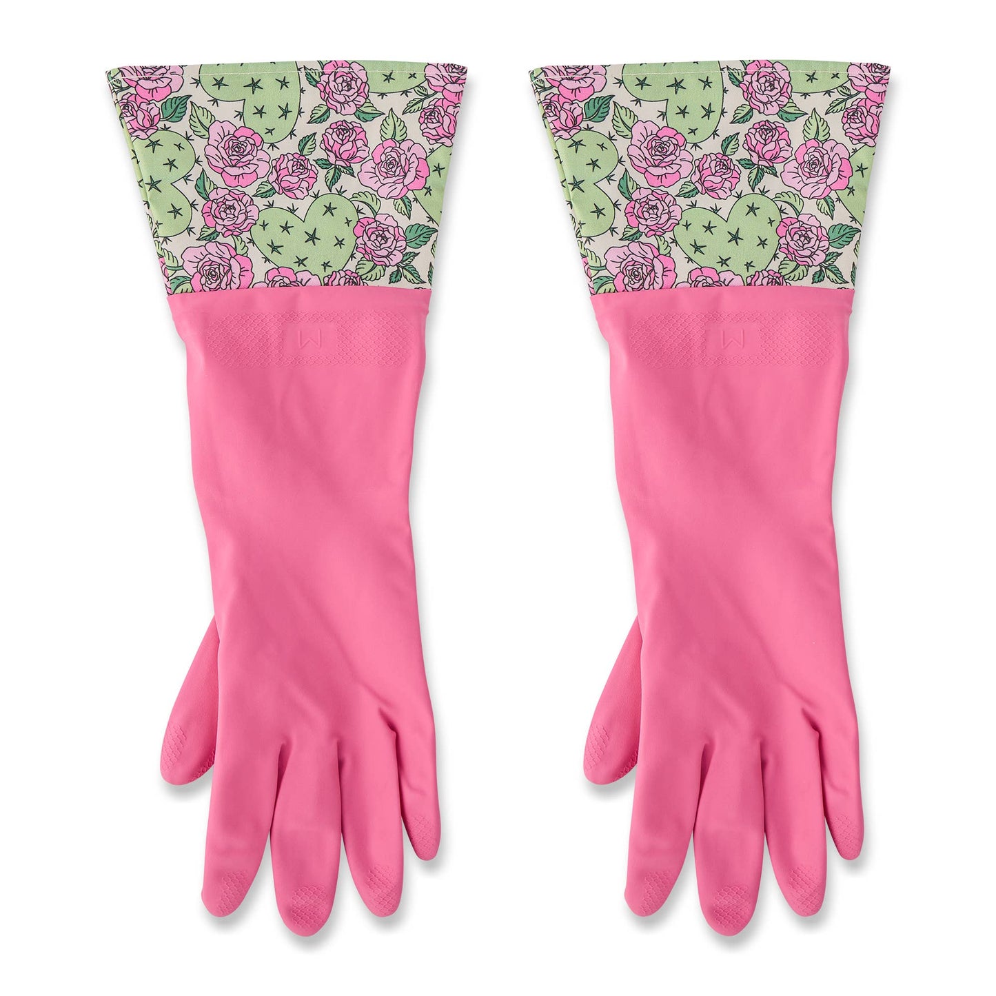 Core Home - 1 Pair Fashion Latex Dish Gloves - Pink/Cactus