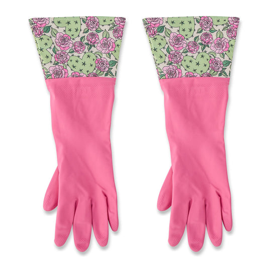 Core Home - 1 Pair Fashion Latex Dish Gloves - Pink/Cactus