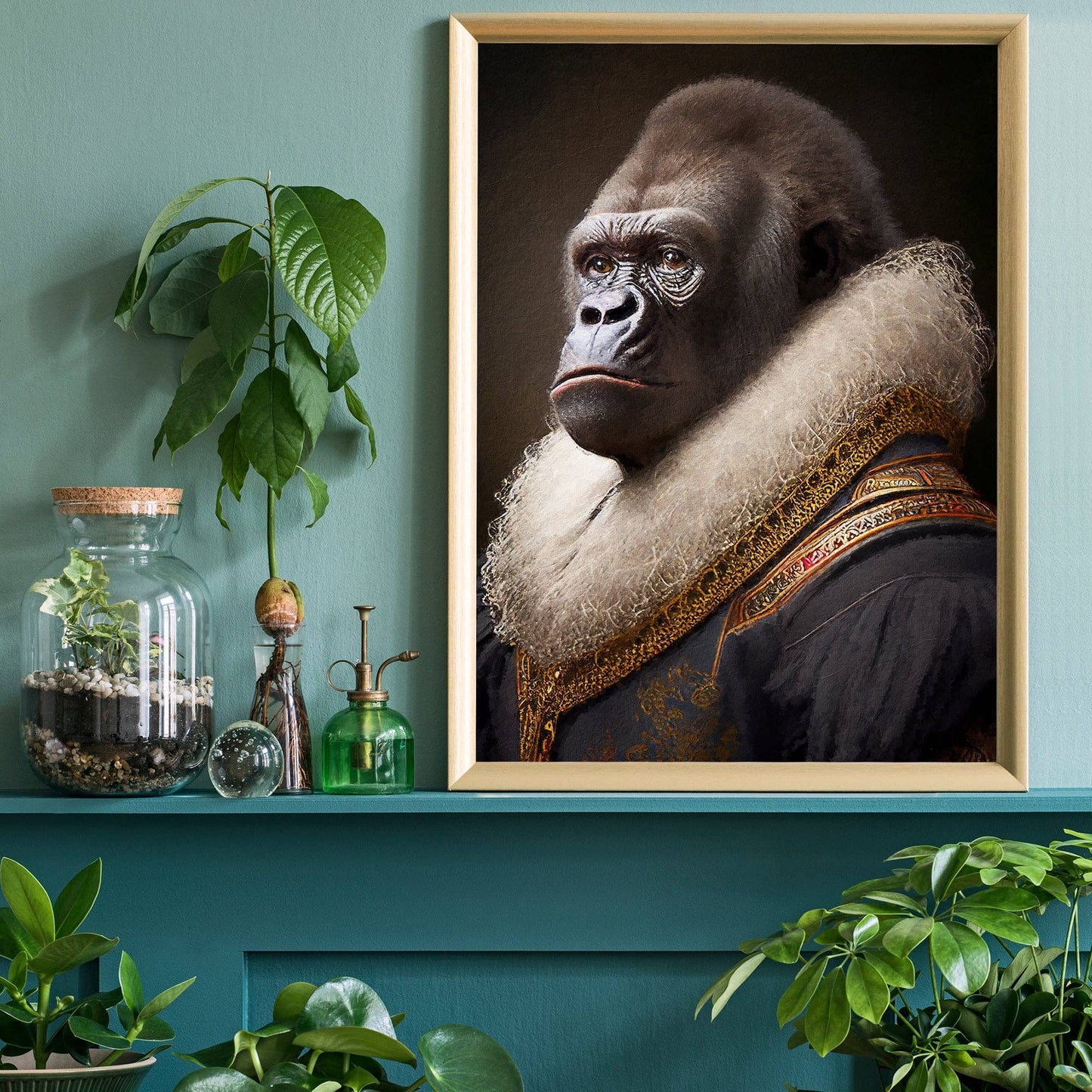 Ink & Drop - Gorilla Animal Head Print: 11 ¾ x 15 ¾ in | 30x40 cm / Matte
