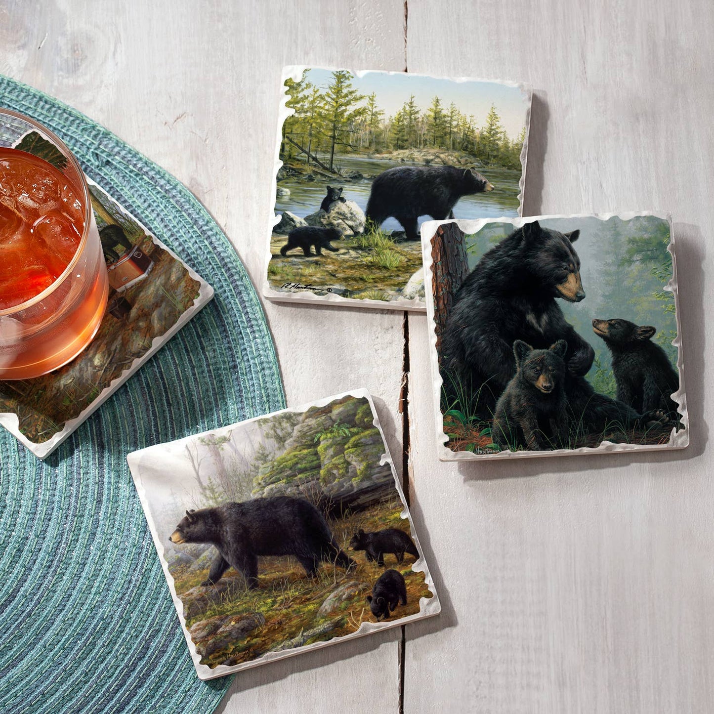 CounterArt/Highland Home/Thirstystone - Keeping Watch Assorted Image Tumbled Tile Coaster 4 Pack