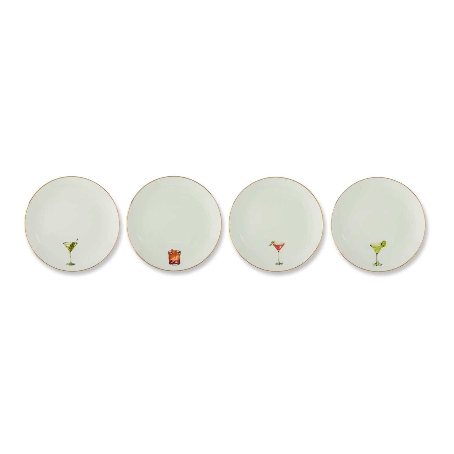 Core Home - 4pk 6" Gold Rim Plates - Classic Cocktails