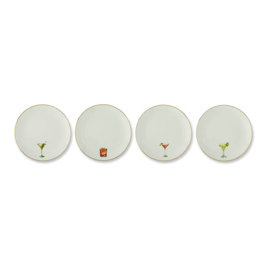 Core Home - 4pk 6" Gold Rim Plates - Classic Cocktails