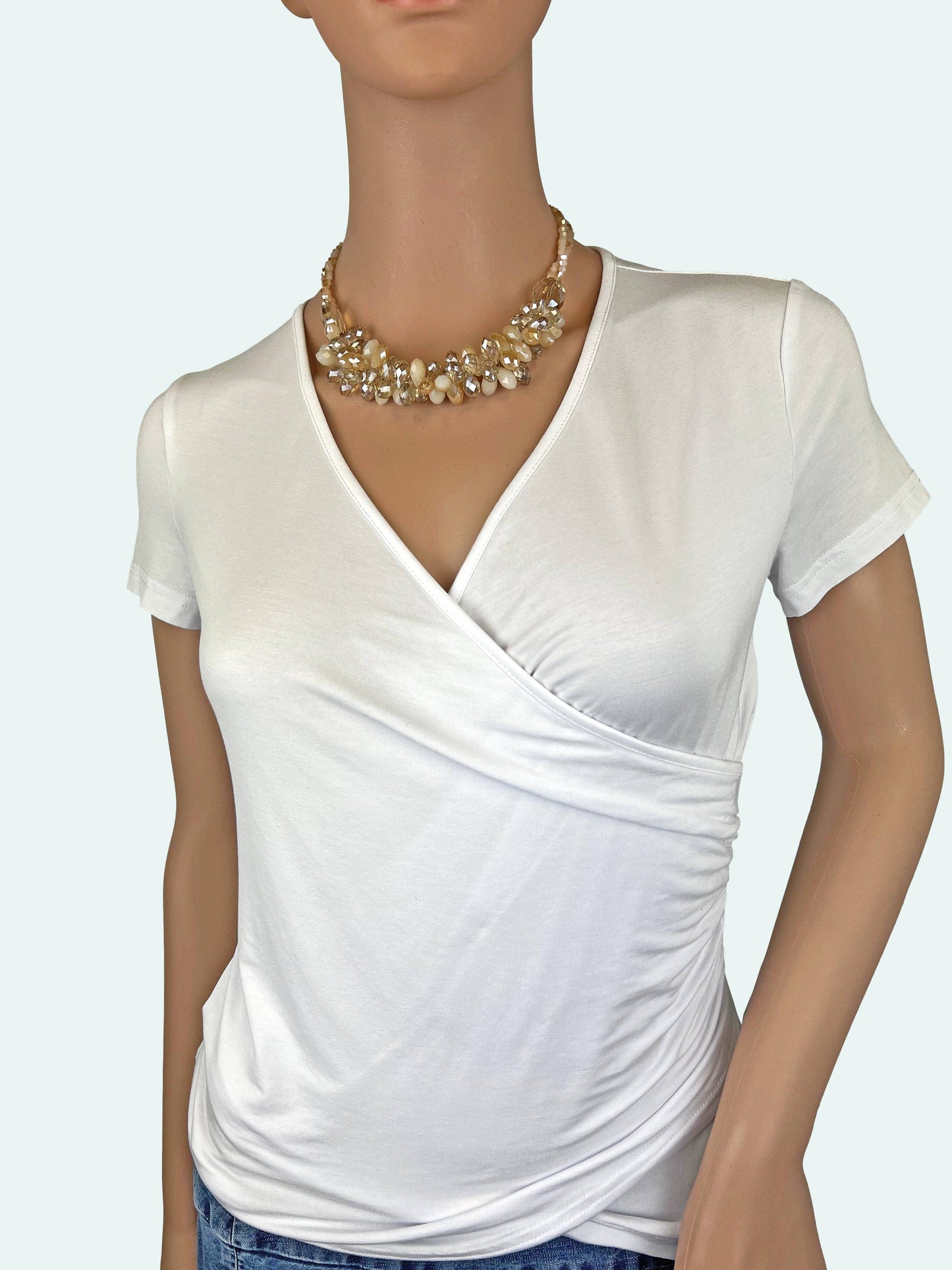 IST Jewelry - Tear Drop Cluster Necklace Champagne Crystals