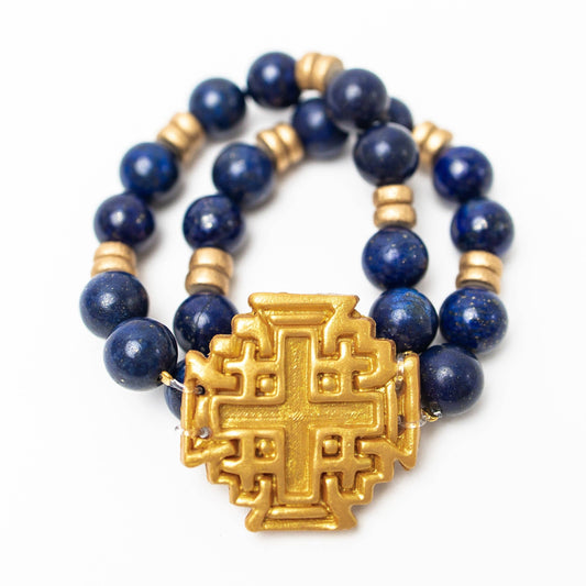 Hidden Truth Jewelry - Blue Lapis with Jerusalem Cross