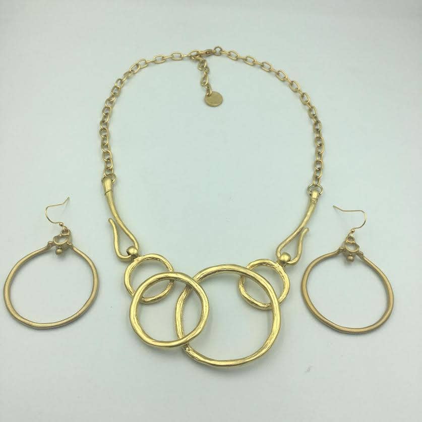 Volare - Orbital Fusion GP Necklace: Matted gold plated