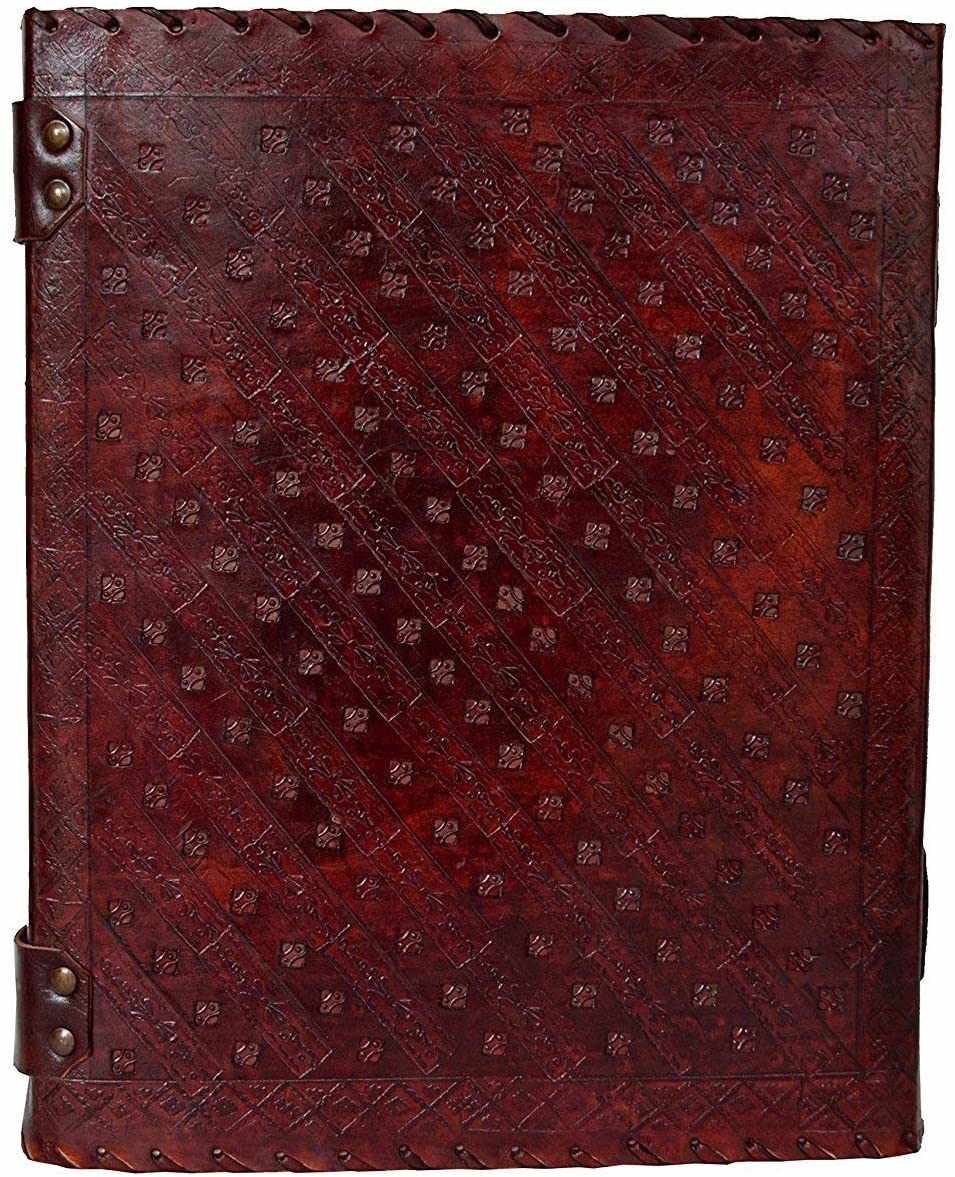 Immart Global LLC - Seven Chakra Leather Journal – Handmade Embossed Diary 13": Purple / Unlined