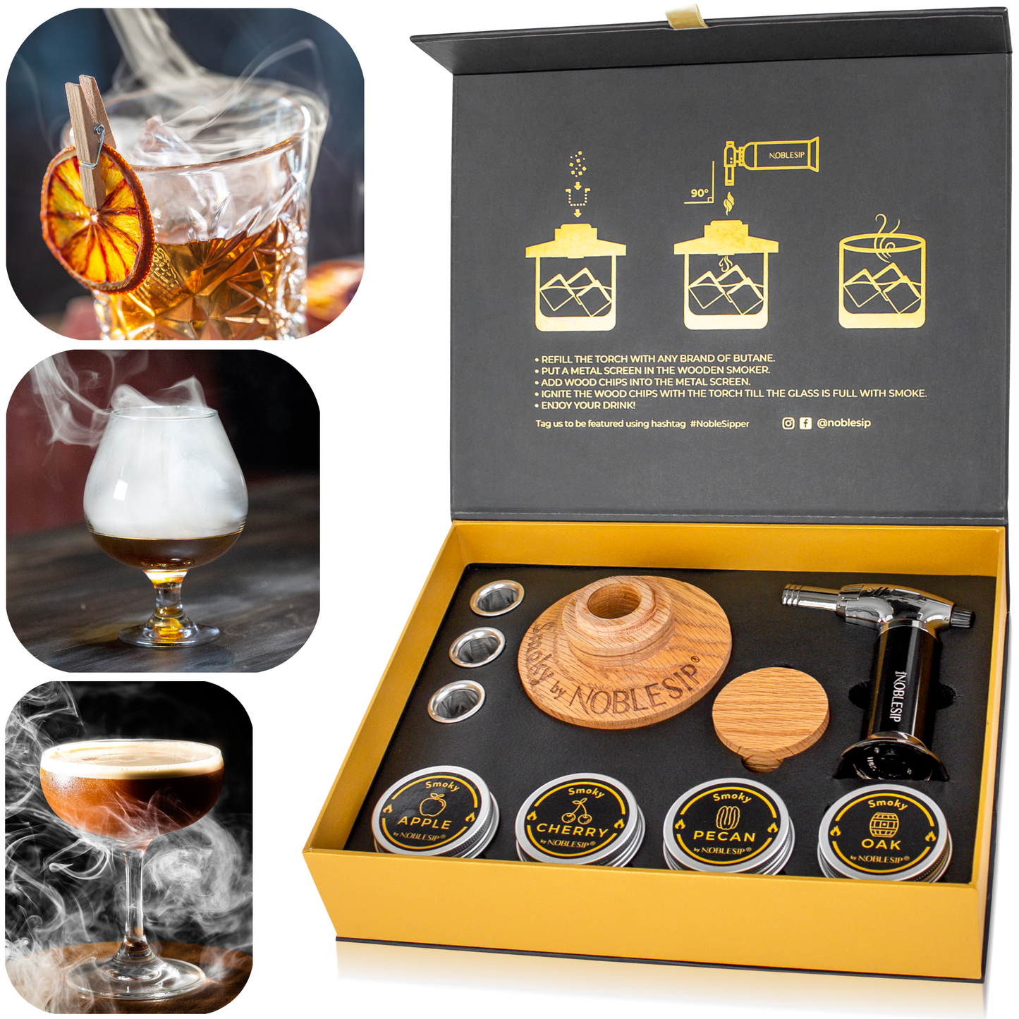 NOBLESIP - Whiskey Cocktail Smoker Kit, Men Gift Set. Father's day gift: No Personalization