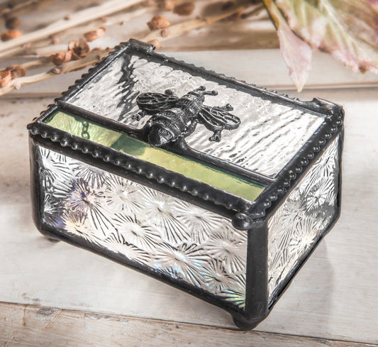 J Devlin Glass Art & Bert Anderson Collection - Bee Trinket Decorative Keepsake Box J Devlin Box 753