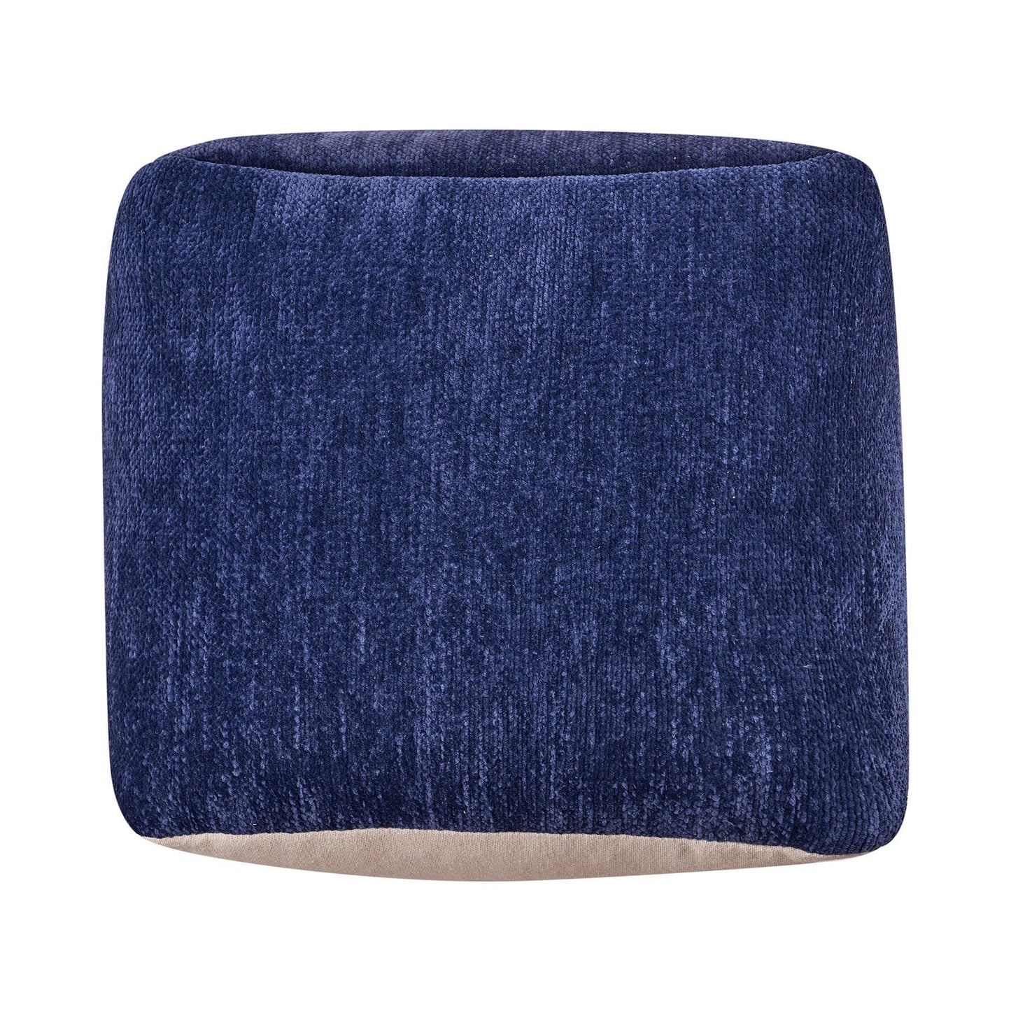 LR Home - Yaar Transitional Solid Chenille Indoor Pouf: Navy