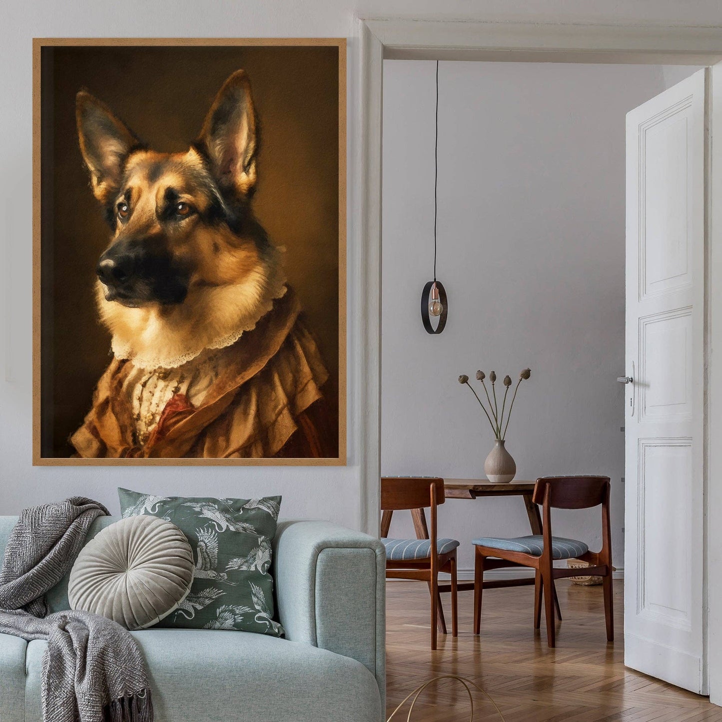 Ink & Drop - German Shepherd Alsatian Dog Portrait Print: 11 ¾ x 15 ¾ in | 30x40 cm / Matte