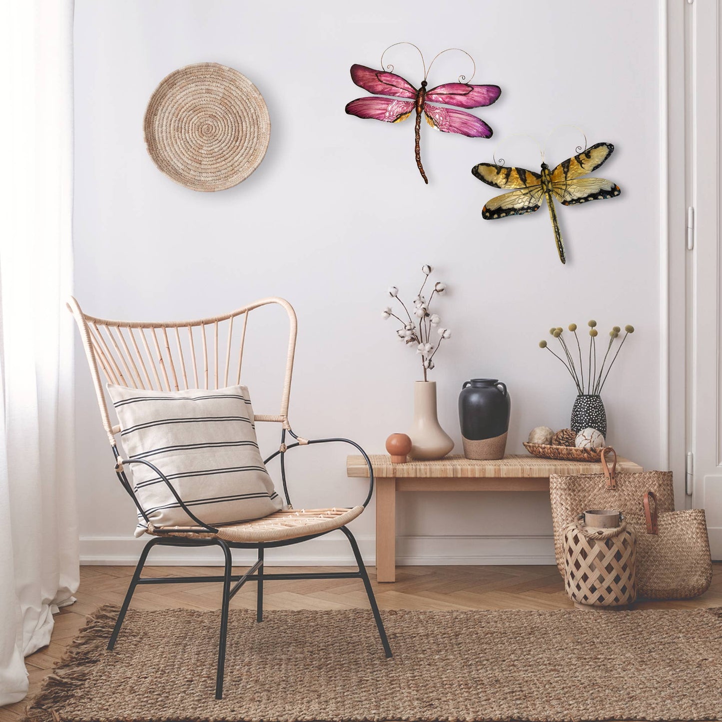 Eangee Home Design - Dragonfly Wall Decor Purple, Capiz & Metal, Indoor / Outdoor