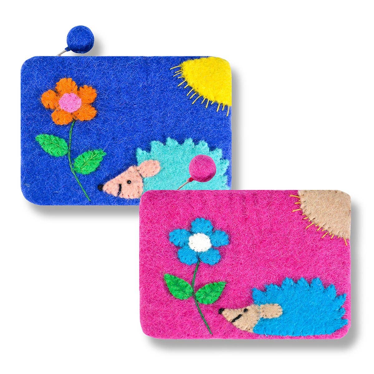 BNB Crafts Inc. - Hedgehog and Flower Coin Purse: Blue