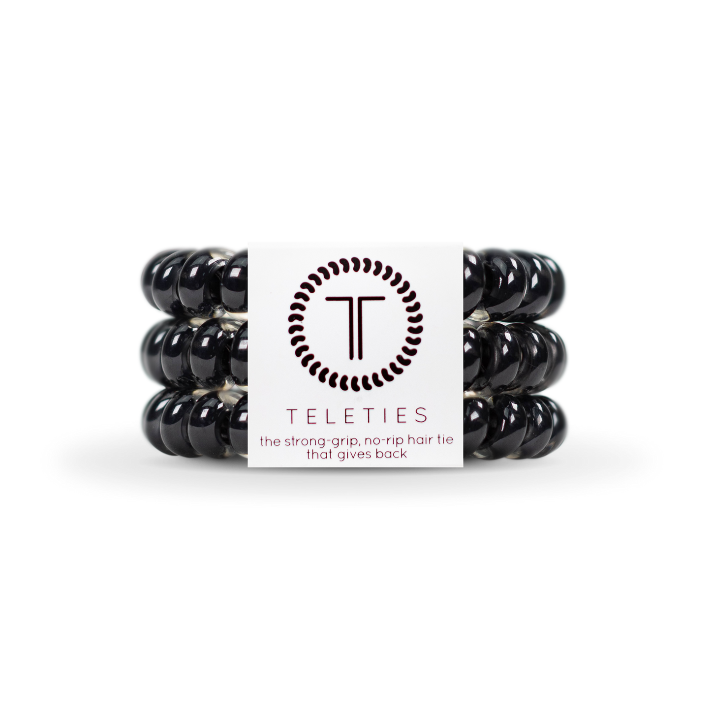TELETIES - Spiral Hair Coils | Large | Jet Black Hair Ties