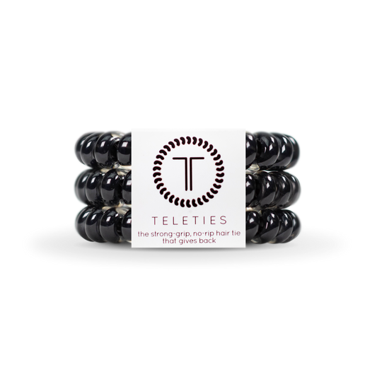 TELETIES - Spiral Hair Coils | Large | Jet Black Hair Ties