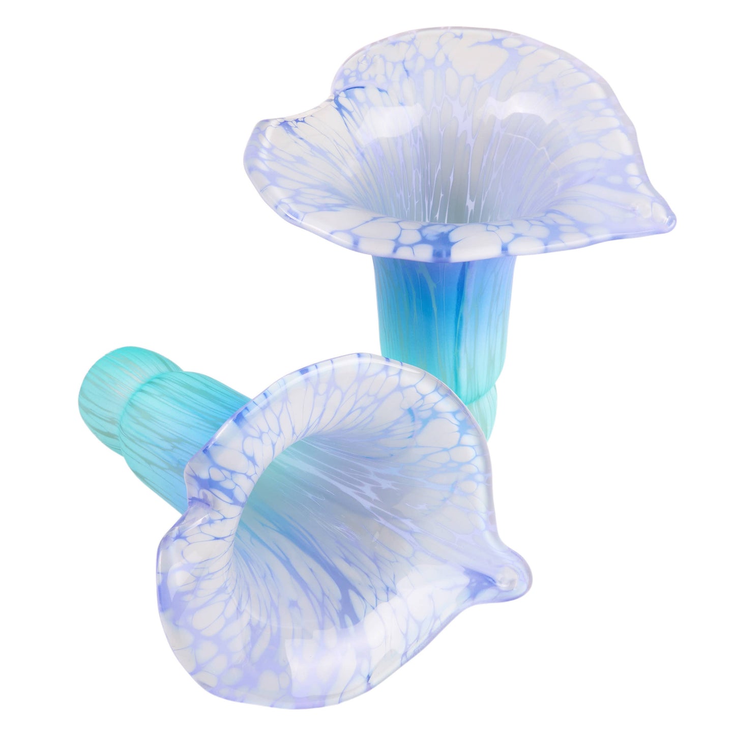 River of Goods - 20"H Teal Hand Blown Glass 5 Calla Lily Uplight Accent Lamp