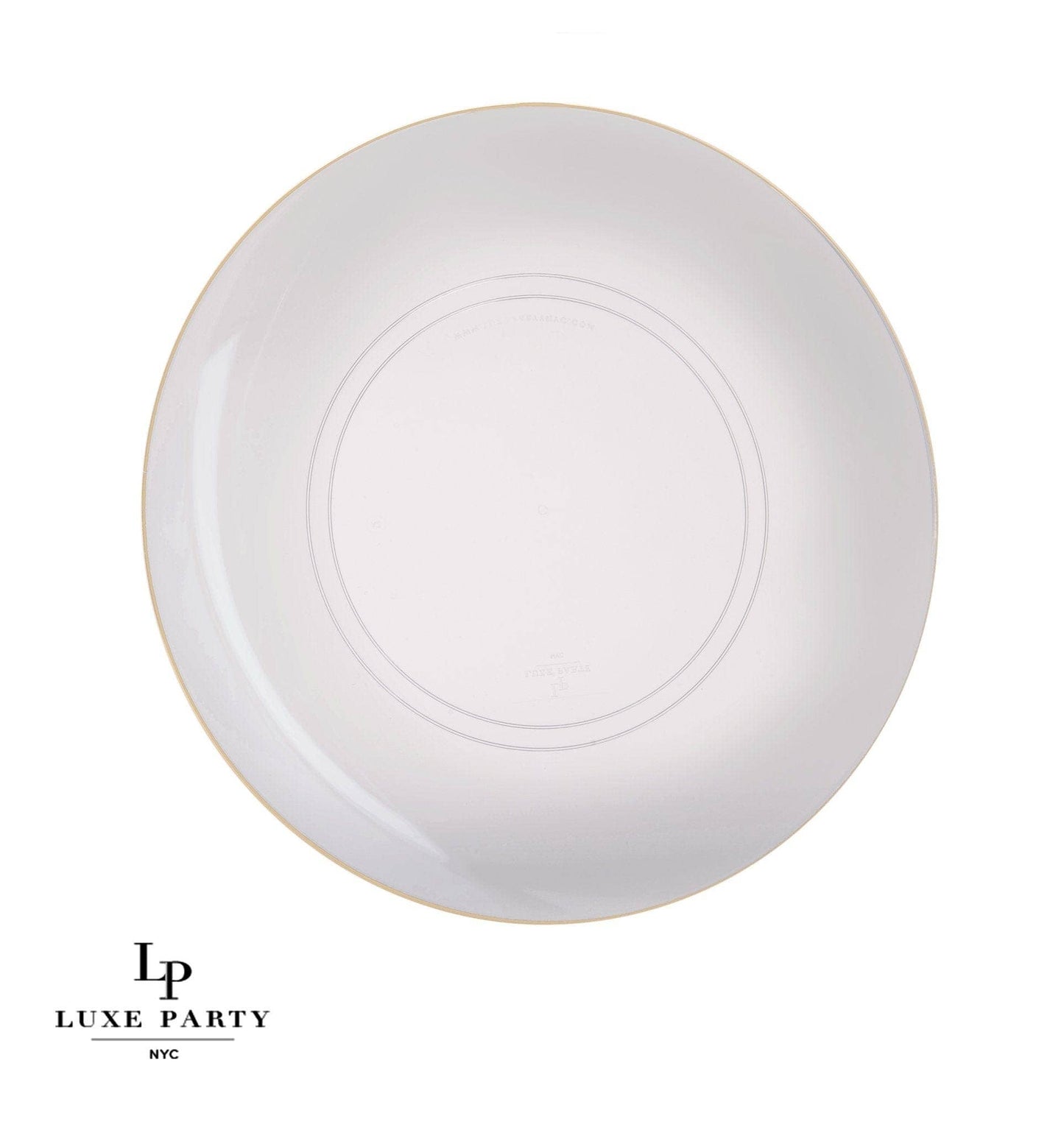 Luxe Party - Round Clear • Gold Plastic Plates | 10 Pack: 10 Plastic Pates / 10.25" Dinner Plates
